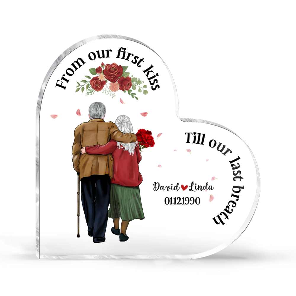From Our First Kiss Till Our Last Breath - Couple Personalized Custom 3D Crystal Photo Laser Engraved, Crystal Candle Holder - Gift For Husband Wife, Anniversary