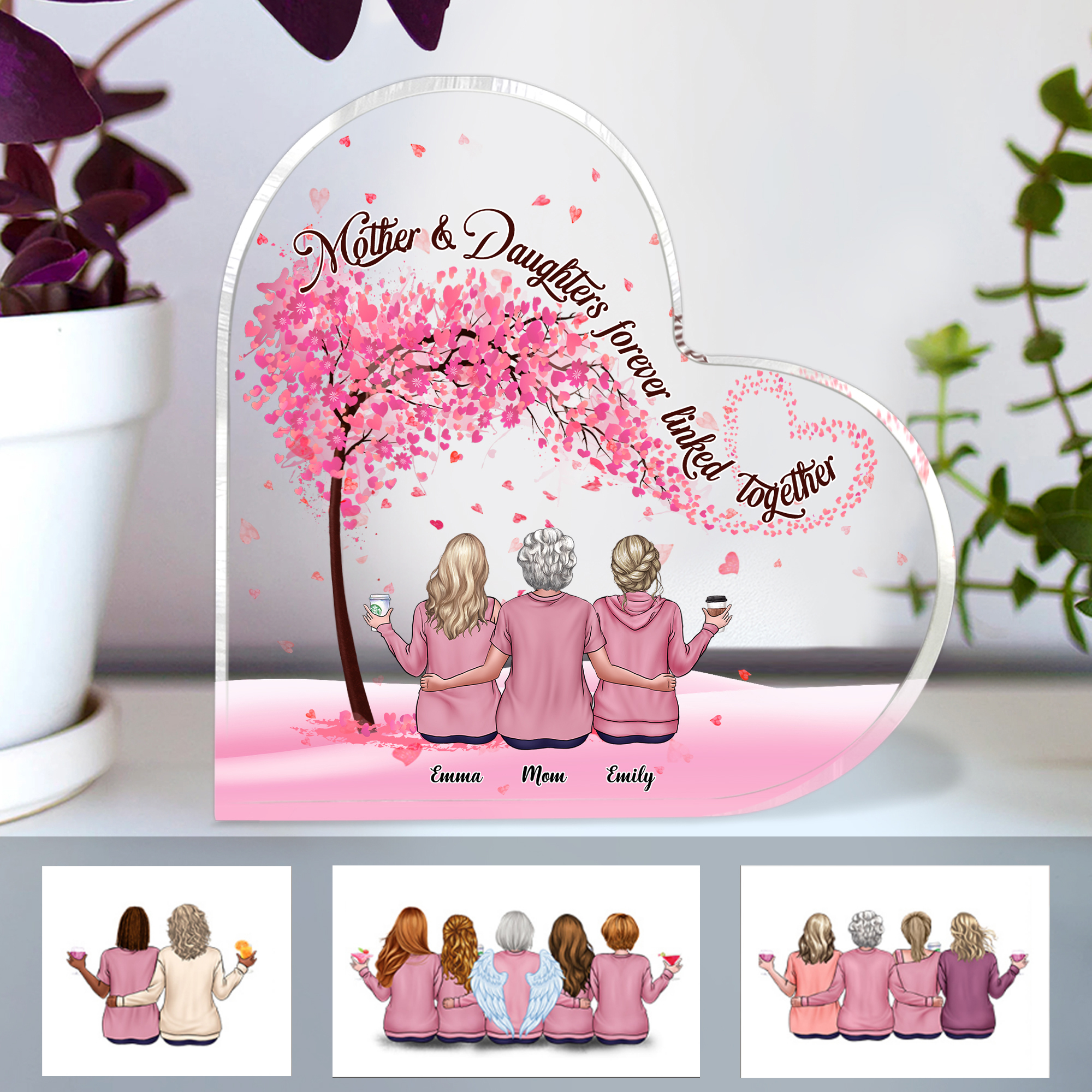 A Mommy's Love Will Never End - Family Personalized Custom Heart Shaped Acrylic Plaque - Gift For Mom, Grandma