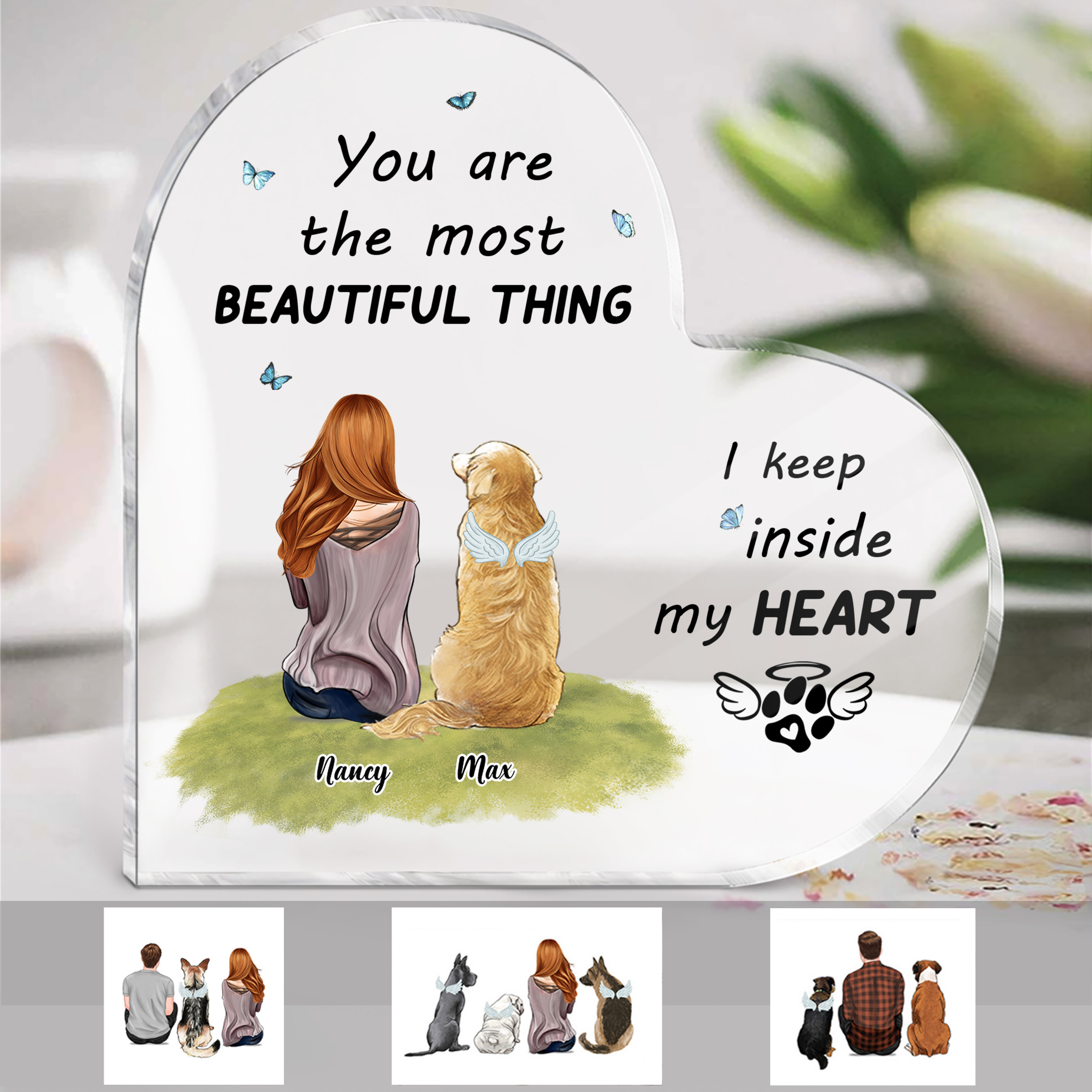 HomeZone Fermacarte A Cuore Trasparente Inciso '10 Reasons Why I Love You' – Regalo Sentimentale Per Festa Della Mamma, Lui O Lei, 10x10x1 Cm