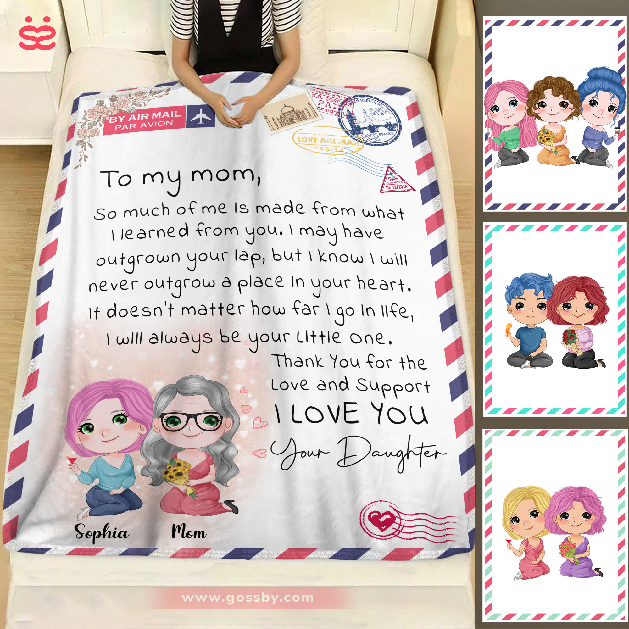 Mother's Day Blanket Dear Mom, I'll Always your Little One v5b
