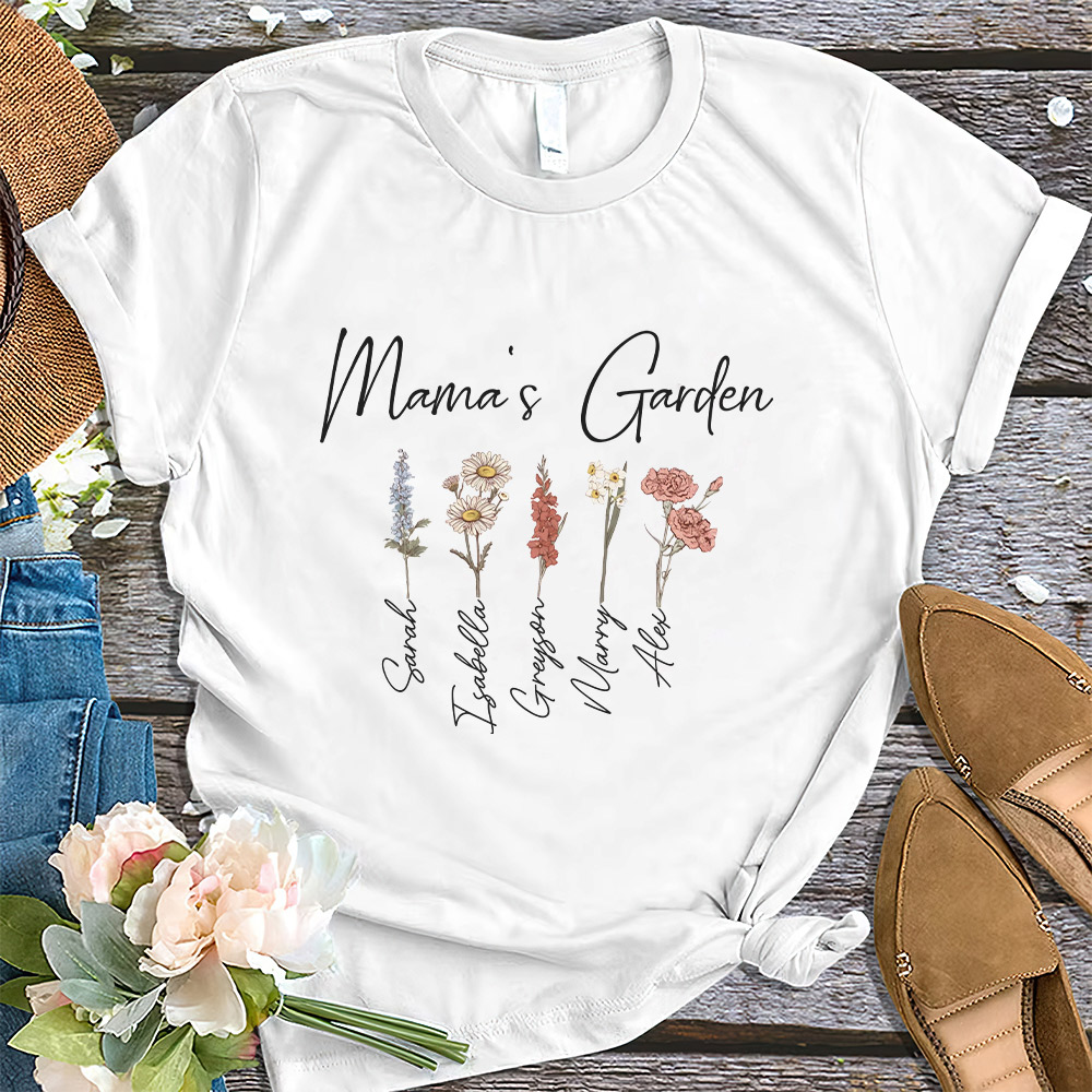 Mother's Day Gift - Custom Birth Flower Mom's Garden T-shirt With Kids ...