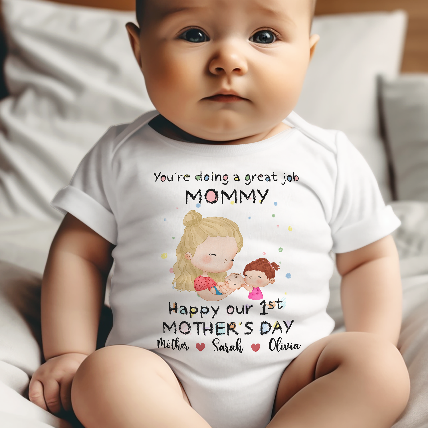 Custom Baby Onesies - You're doing a great job Mommy - Happy 1st Mother ...