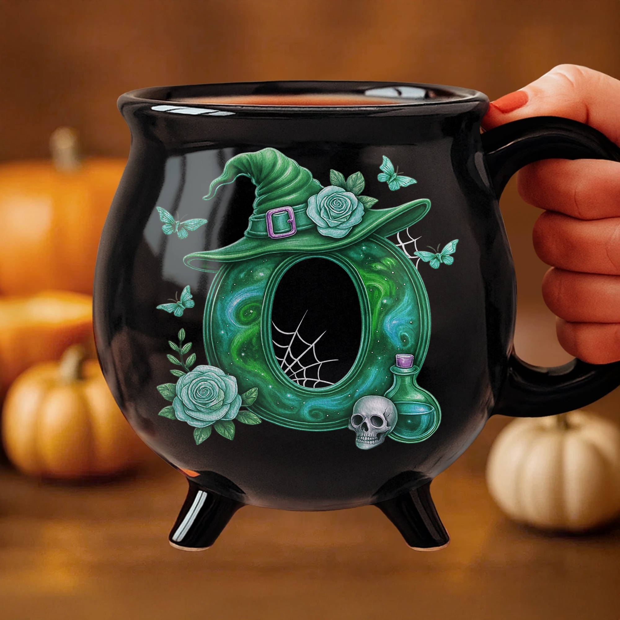 Custom 12oz Ceramic Cauldron Coffee Mug - Personalized Halloween Witchy ...