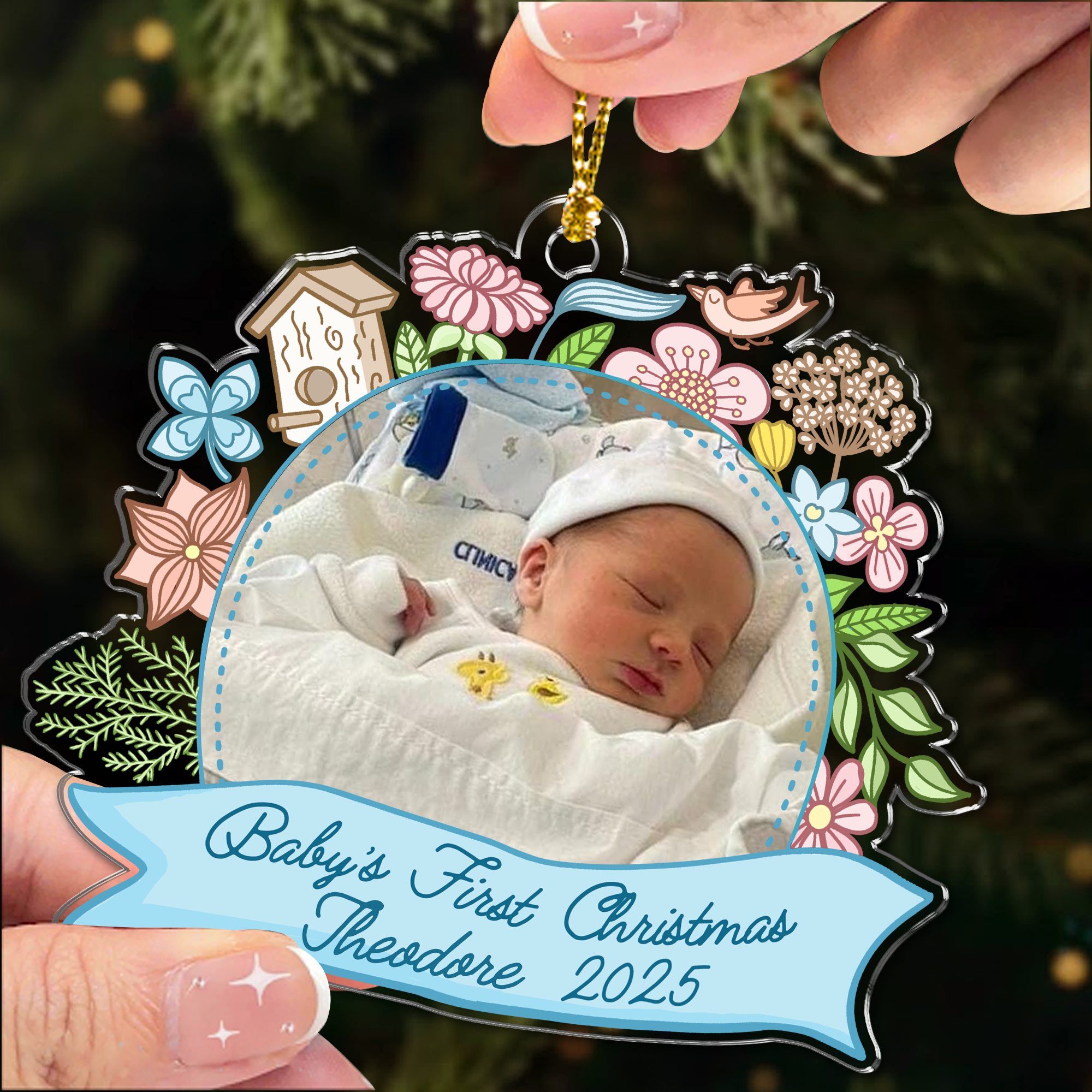 美品！ドーマン博士Your Smart Baby's First P Photo Upload Ornament - Baby's First Christmas 2025, Custom Photo