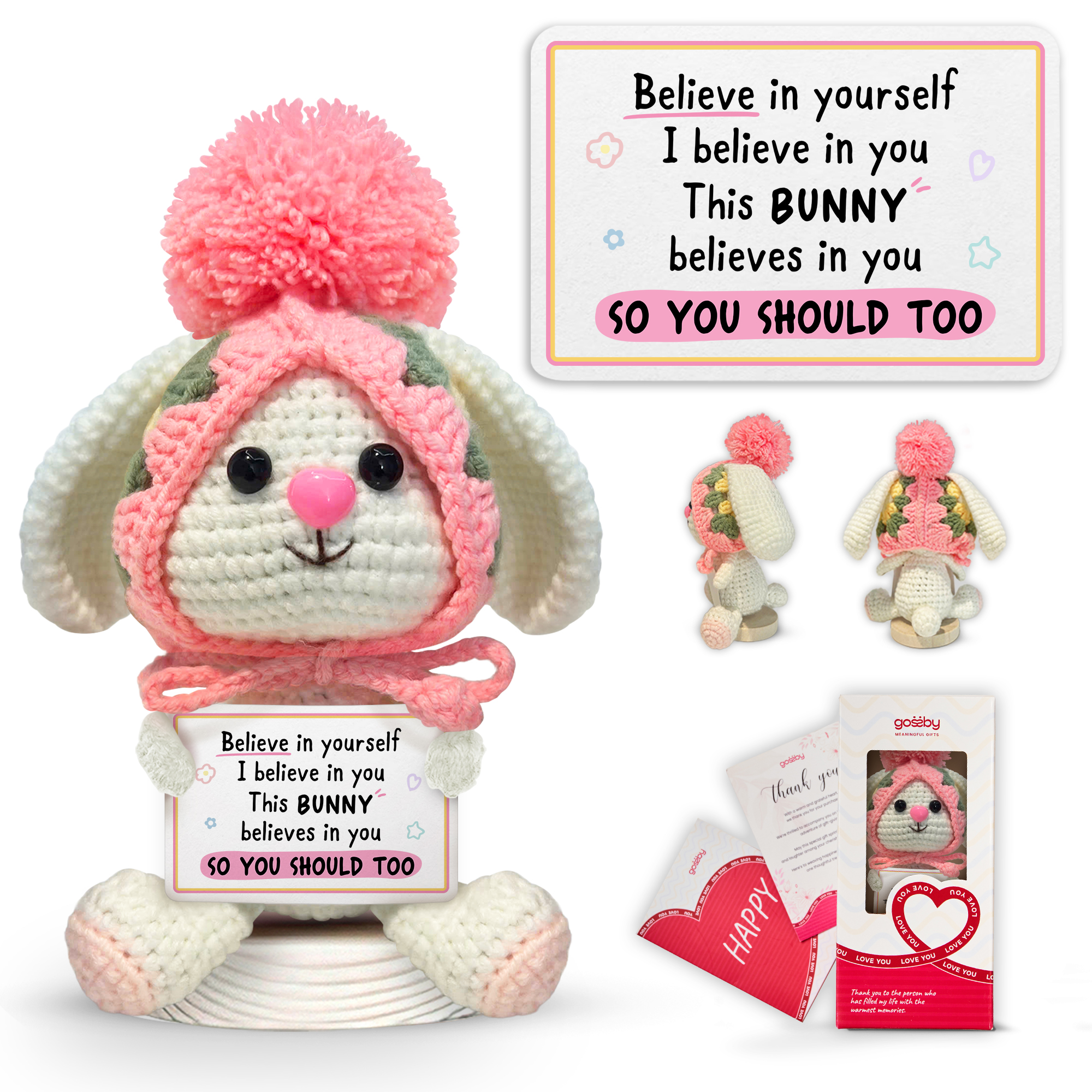Positive Rabbit Crochet Pattern Crochet - Positive Bunny Crochet, Inspirational Message Crochet ...
