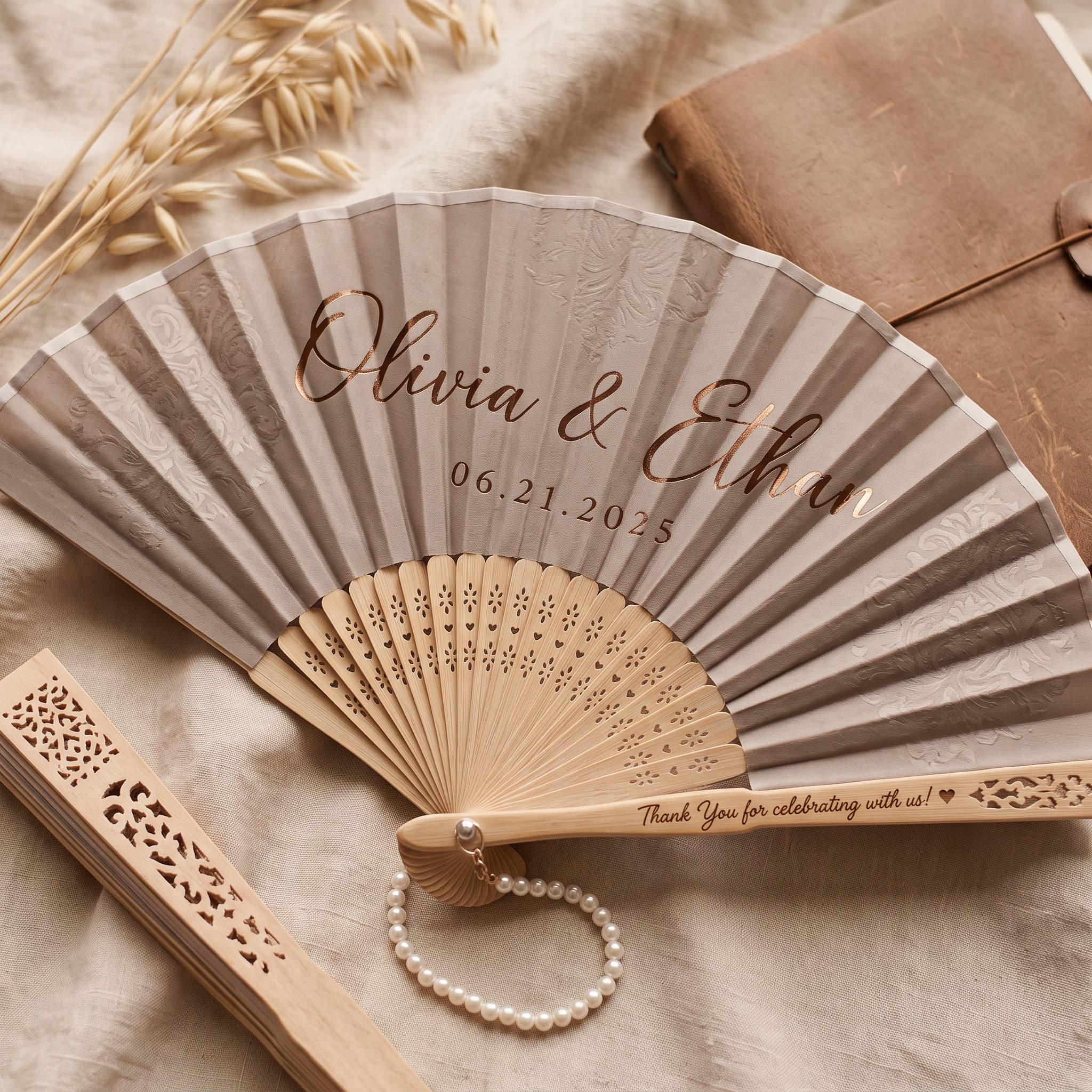 Finally プレートセット 25th THANK YOU FAN! Personalized Set - Personalized Bamboo Folding Hand Fan - Custom