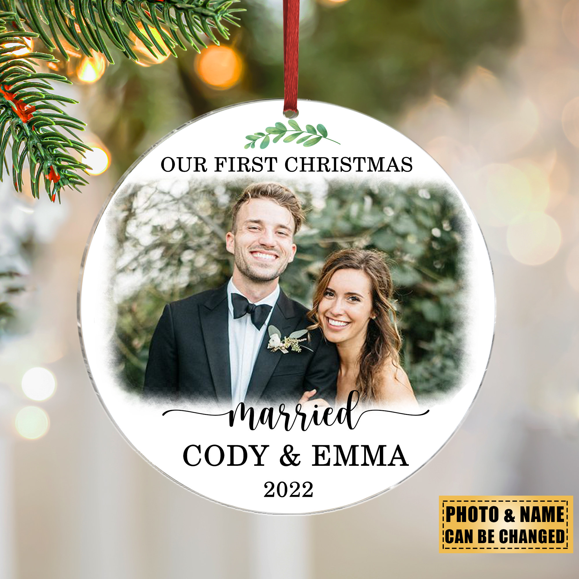 Couple Christmas - Our First Christmas Married - Personalized Ornament ...