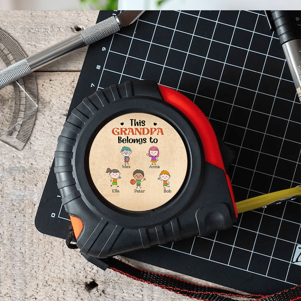 Personalized Tape Measure Grandpa Belongs To Grandkids Tape Measure