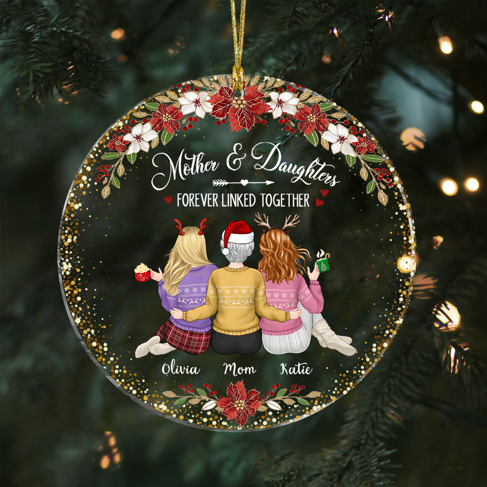 Transparent Christmas Ornament - Mother and Daughters - Mother and