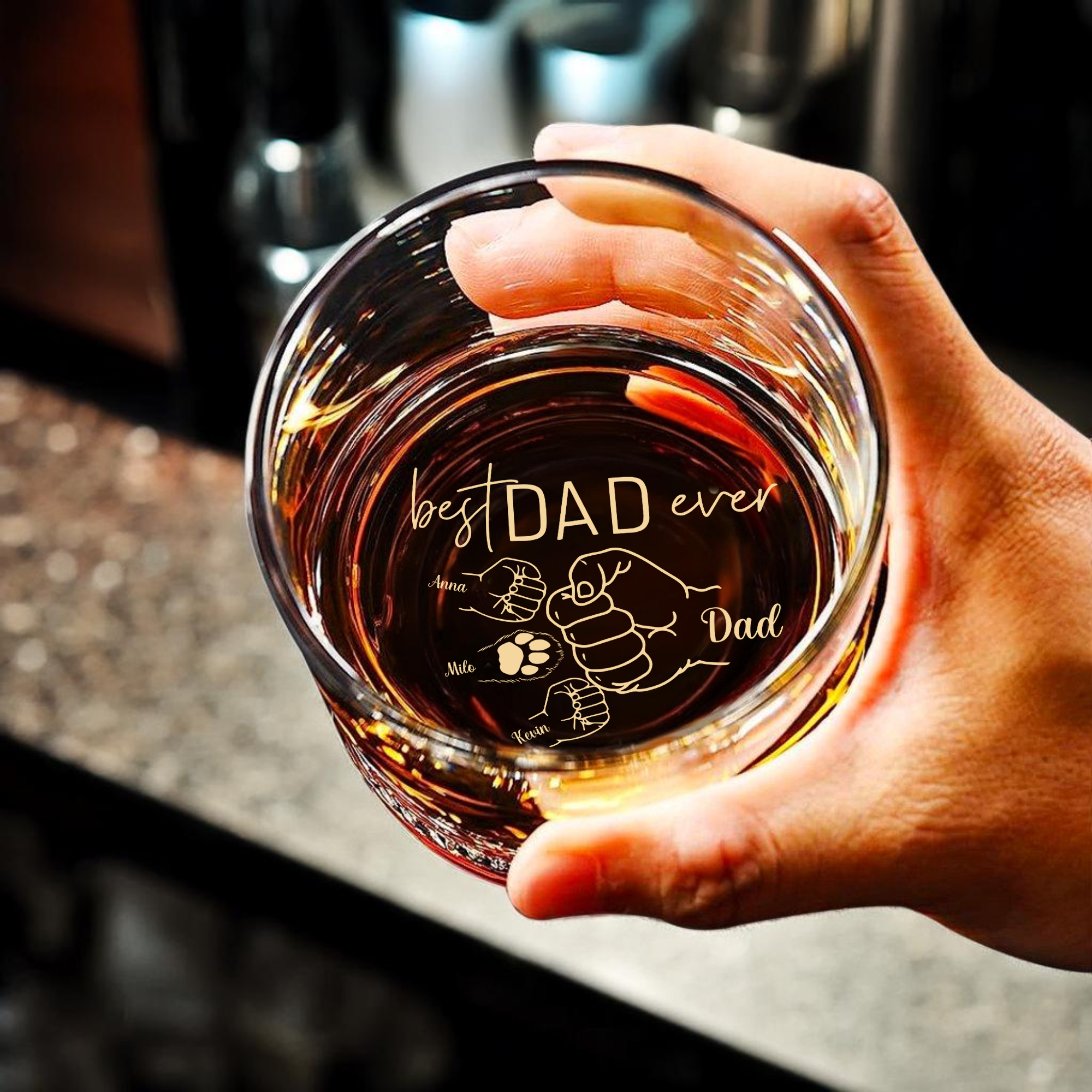 Father's Day Gifts - Best Dad Ever - Gifts For Dad... - Gifts For Father's  Day, Birthday, Anniversary - Personalize Whiskey Glass