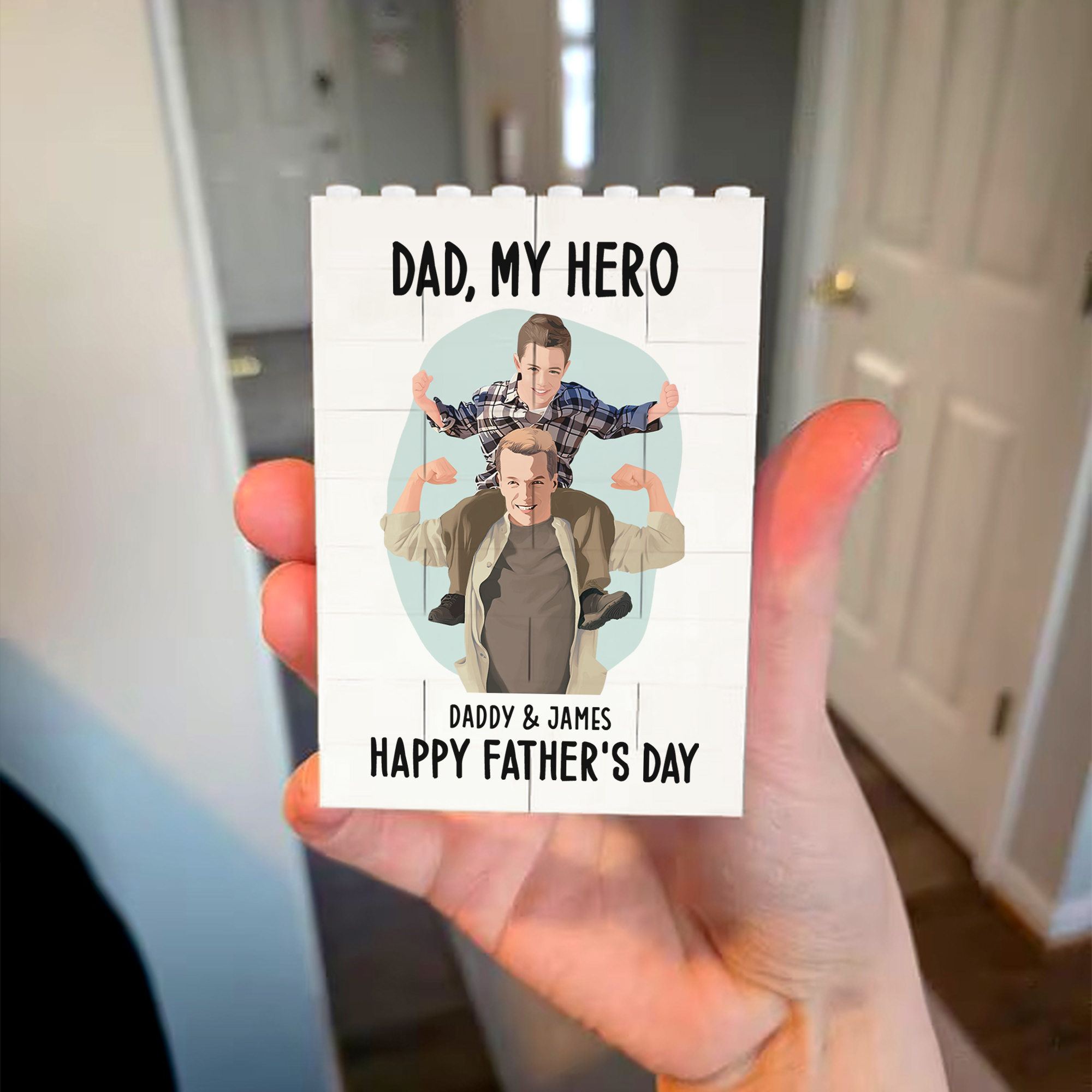 Father Block Personalised Brick Photo block - Dad, My Hero - Gift for Dad - Building ...