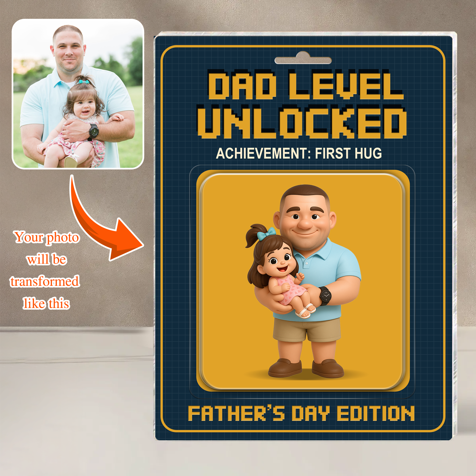 Father Block Father's Day Gifts - Personalized Father's Day Action Figure Block Plaque