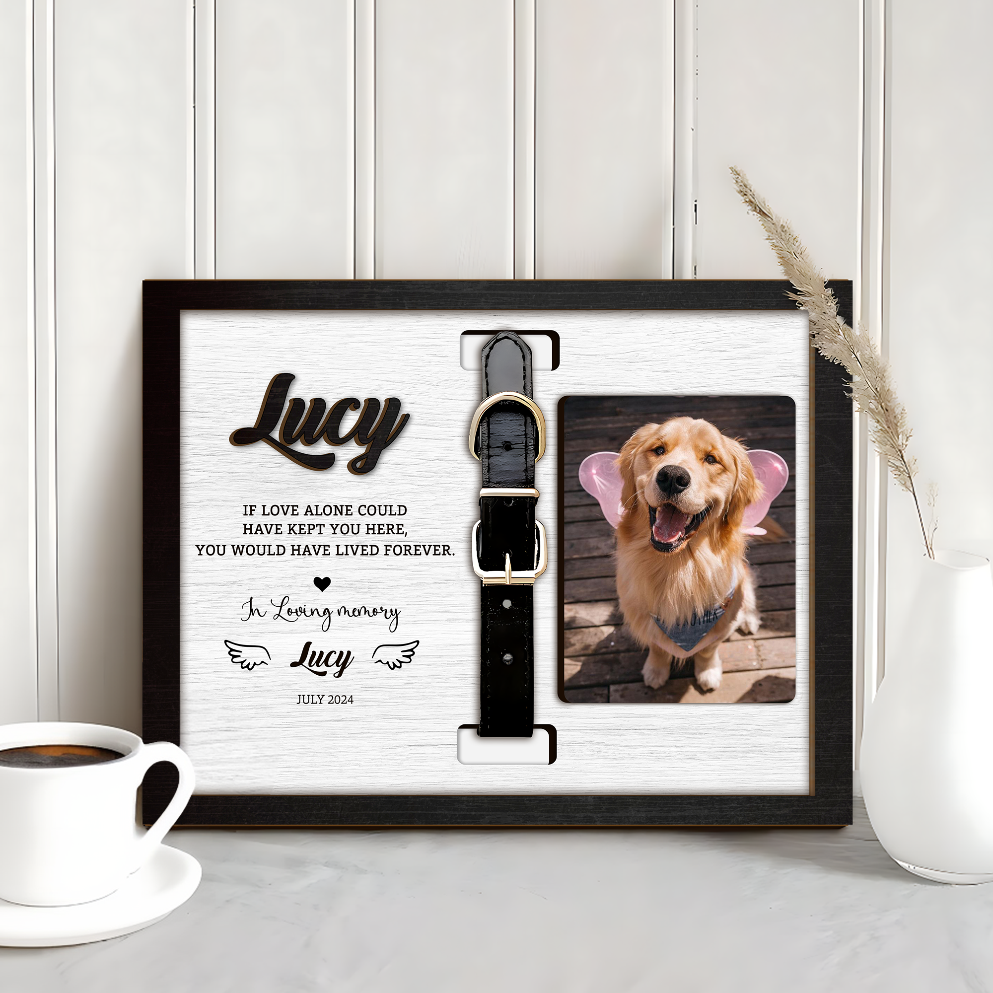 Dog Memorial Gifts - Personalized Dog Memorial Wood Frame With Collar ...