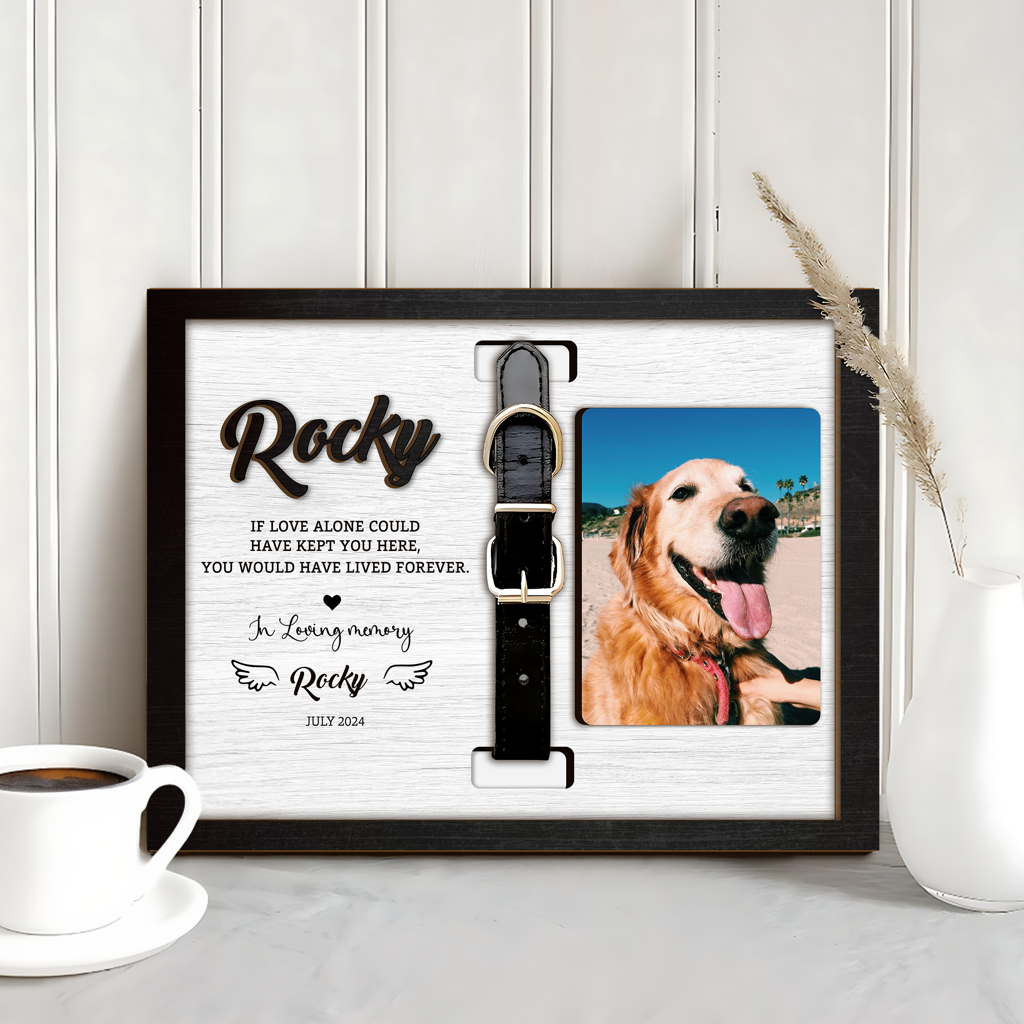 Dog Memorial Gifts - Personalized Dog Memorial Wood Frame With Collar ...