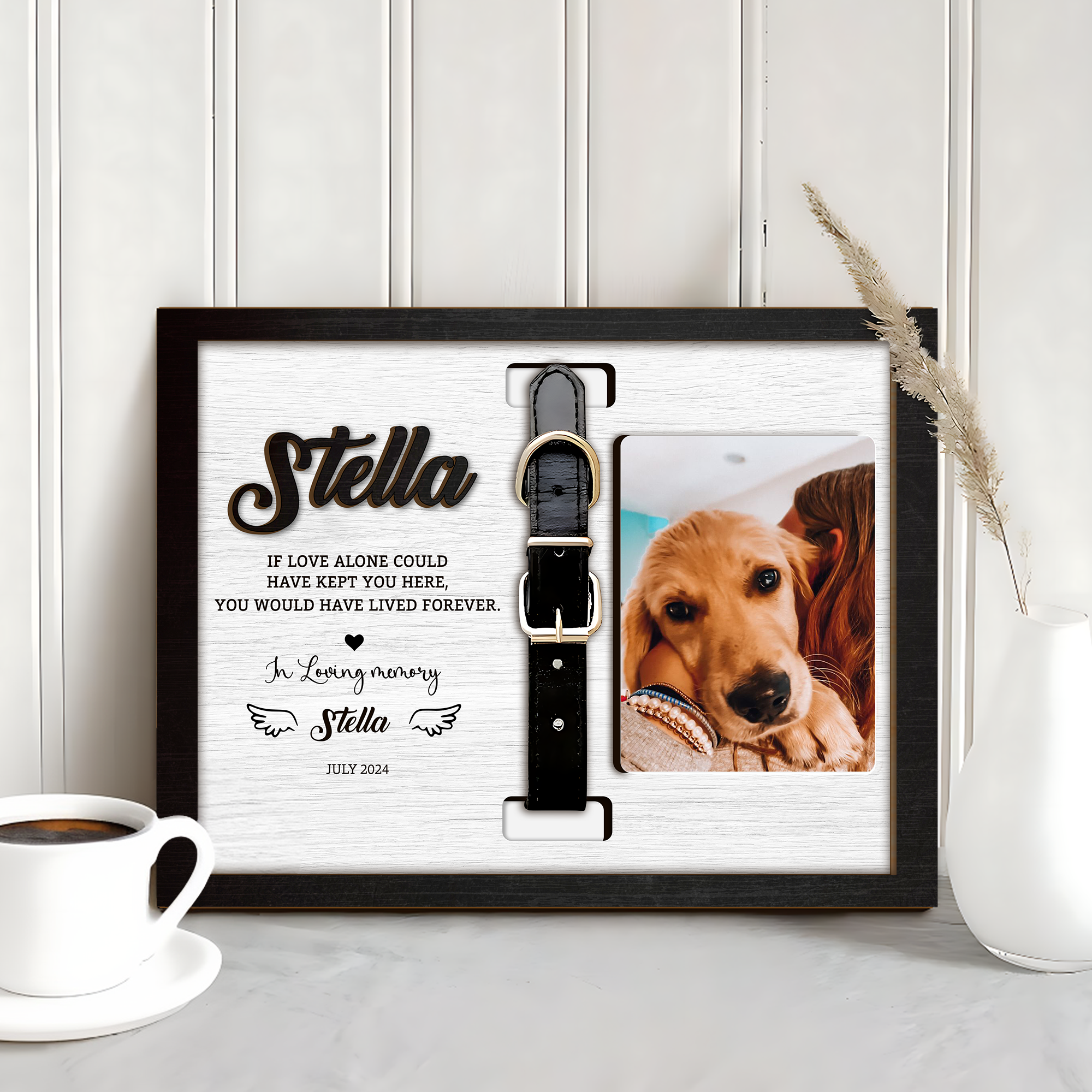 Dog Memorial Gifts - Personalized Dog Memorial Wood Frame With Collar ...