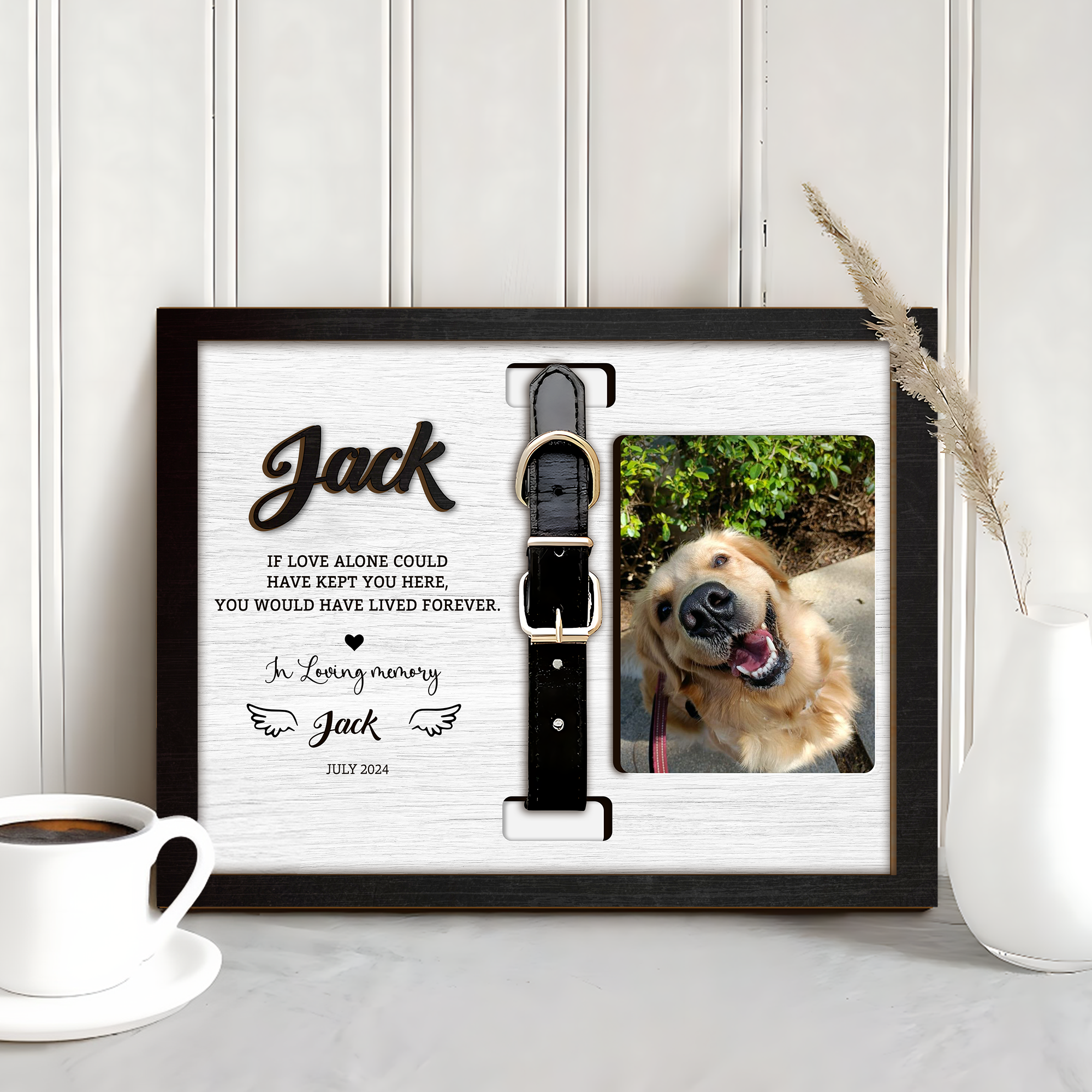 Dog Memorial Gifts - Personalized Dog Memorial Wood Frame With Collar ...