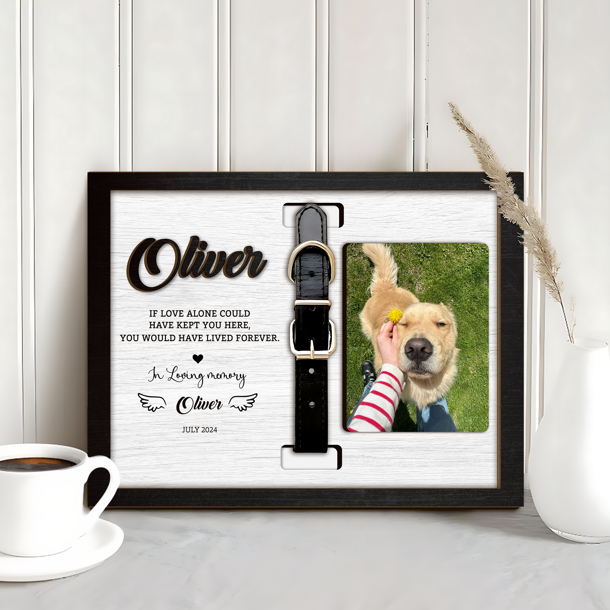 Dog Memorial Gifts - Memorial Pet Collar Sign with Photo, Dog Sympathy ...
