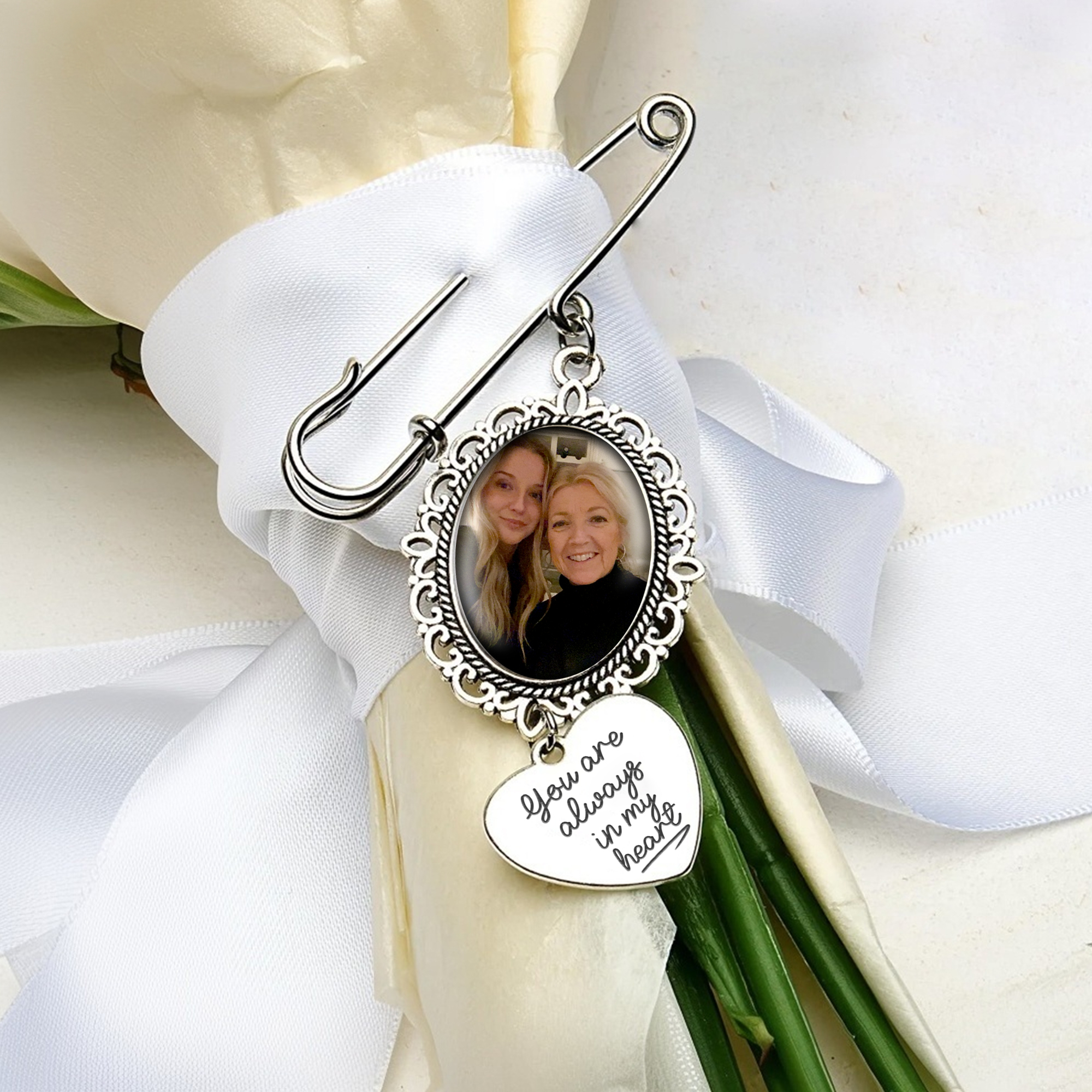 Memory Remembrance Pin - Bouquet Photo Pin - Bridal Bouquet Photo Charm ...