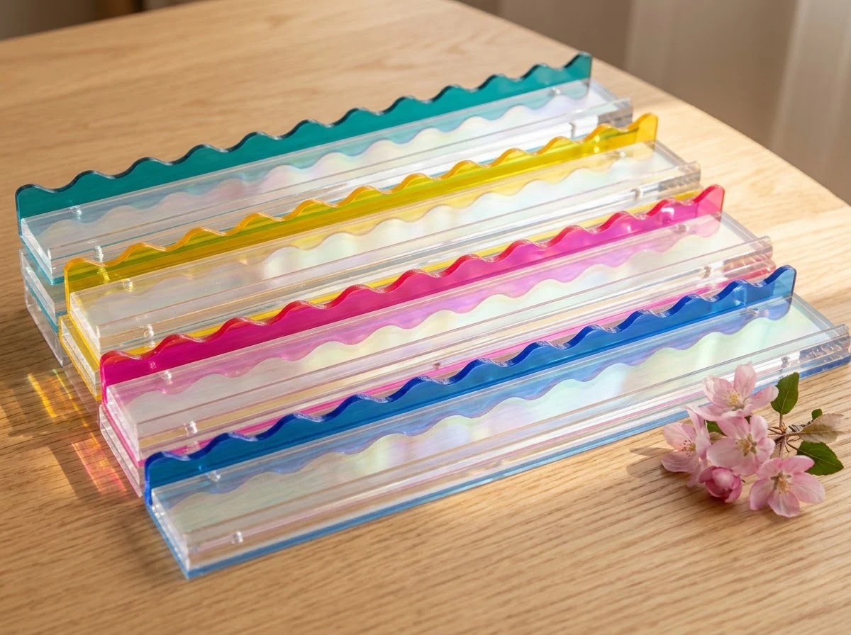 Iridescent Mahjong Racks with Pushers, Set of 4