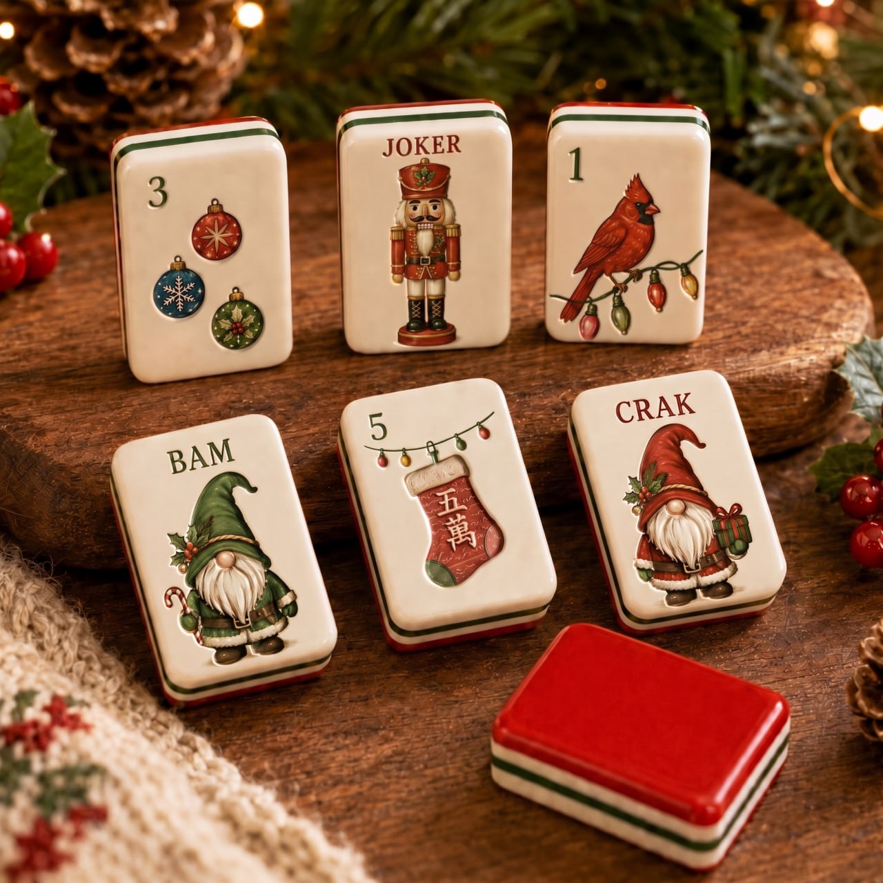 Classic Santa Christmas Mahjong Set