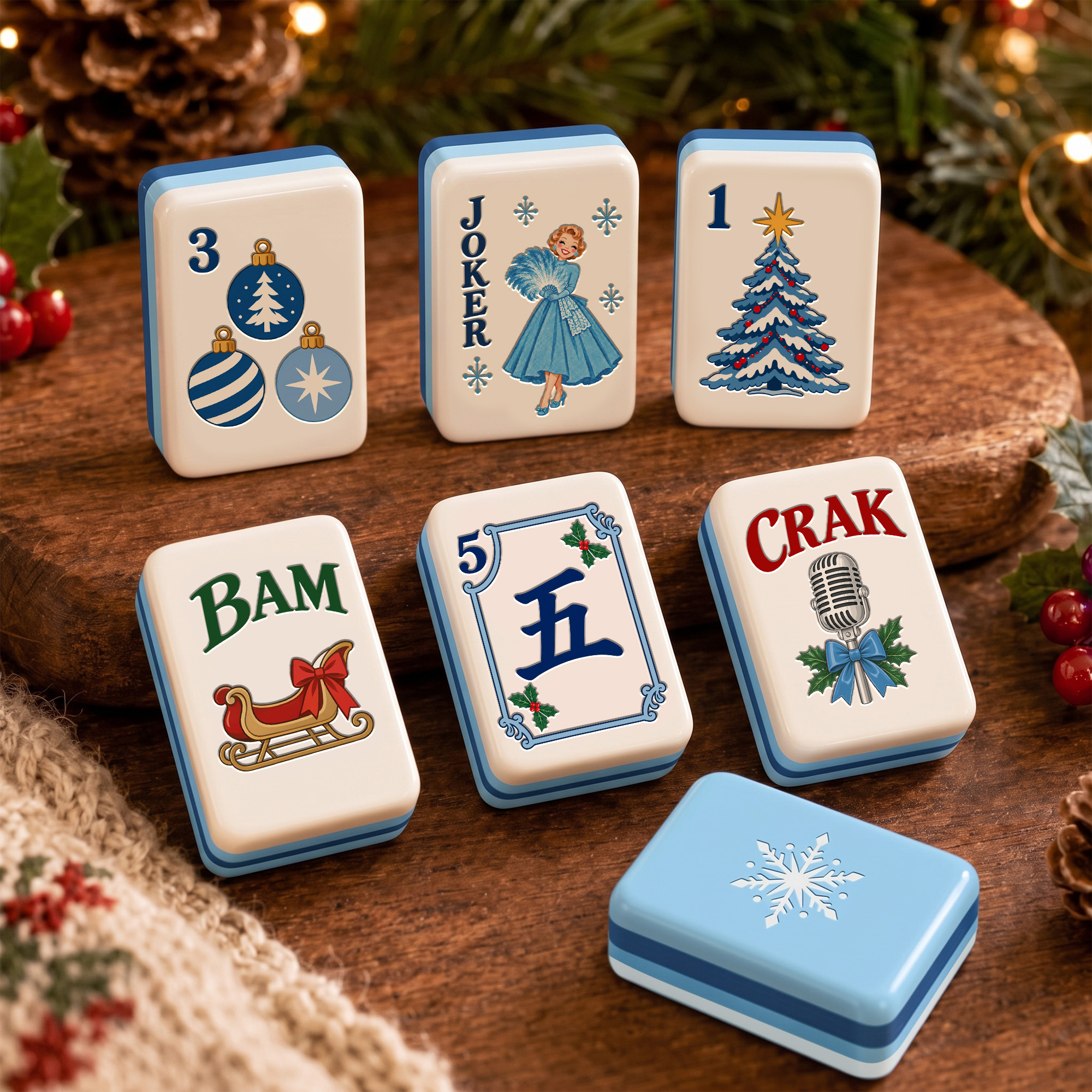 White Christmas Sisters Mahjong Set