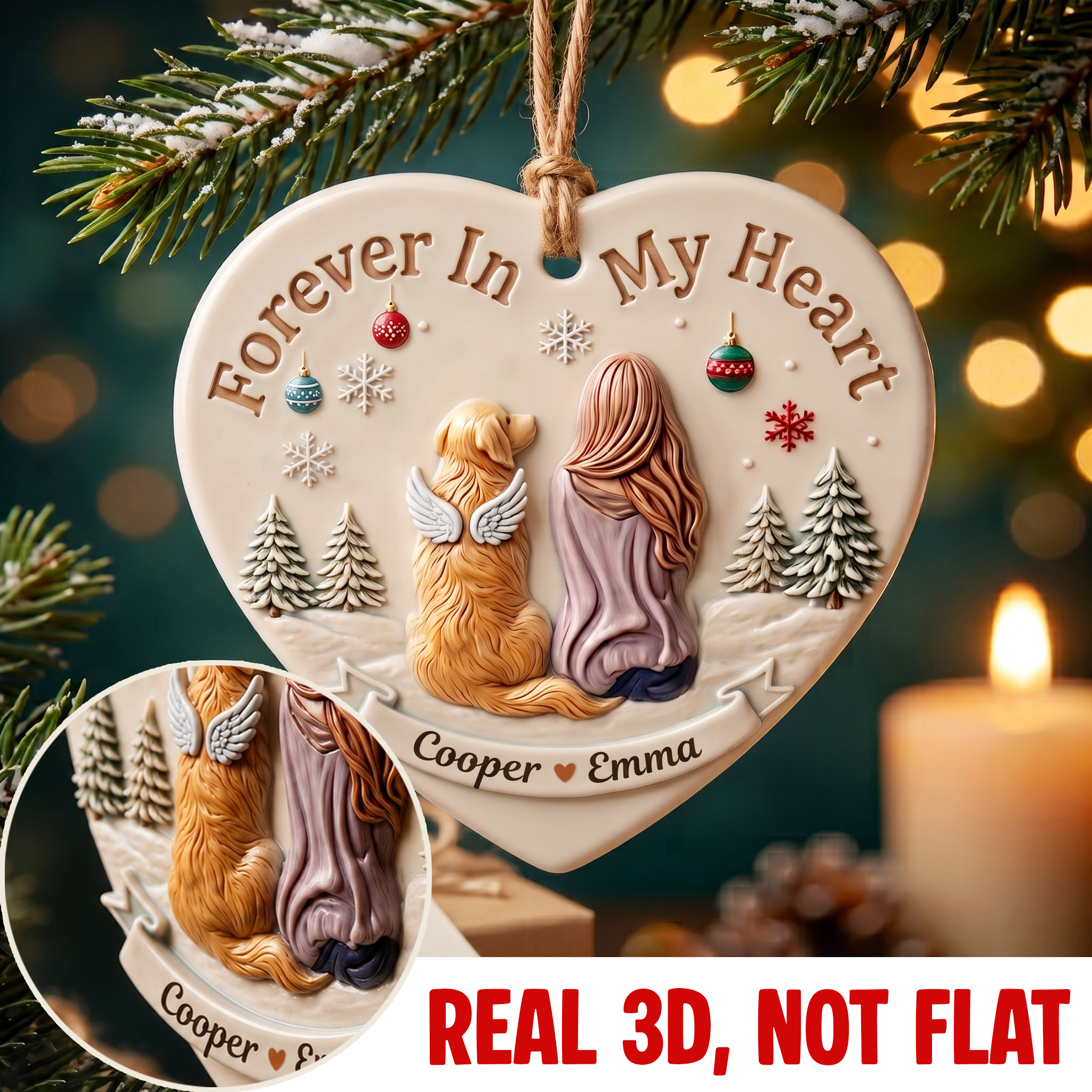 Forever in My Heart Angel Wings Dog Memorial Ornament