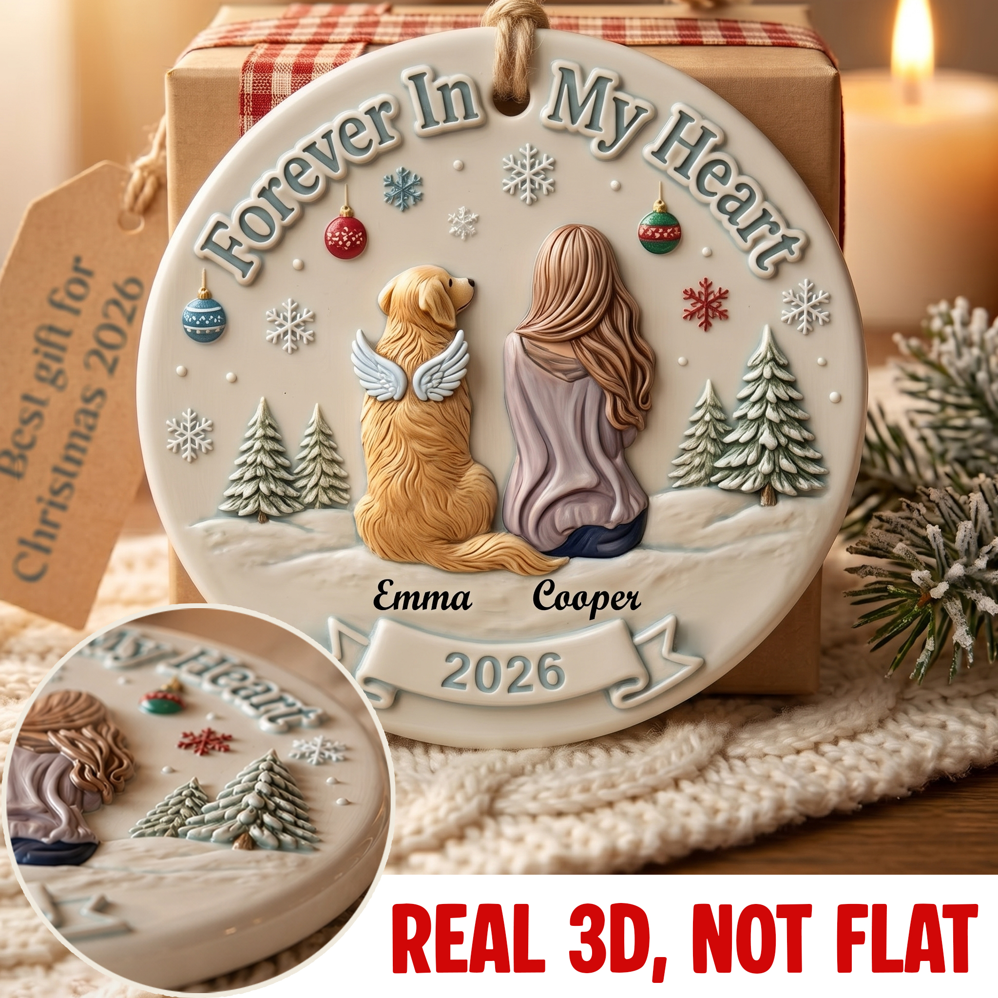 Pet Memorial Angel Wings 3D Ornament