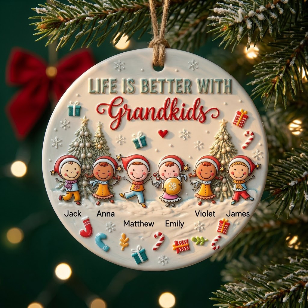 Life Is Better With Grandkids Name Ornament