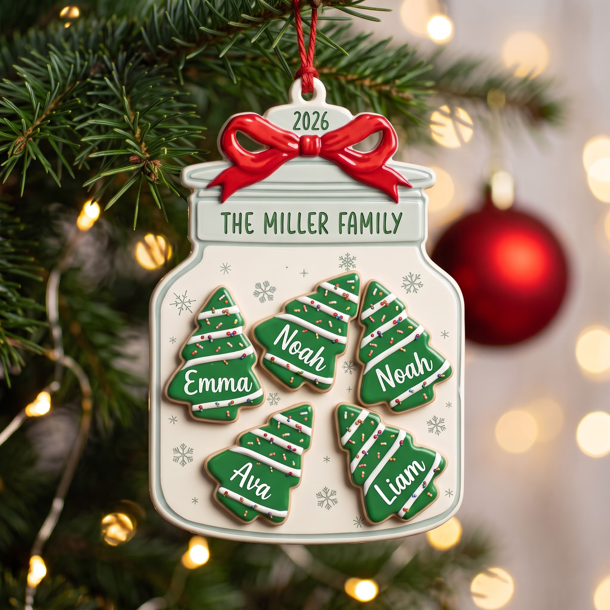 Family Cookie Jar Ornament With Kids Names