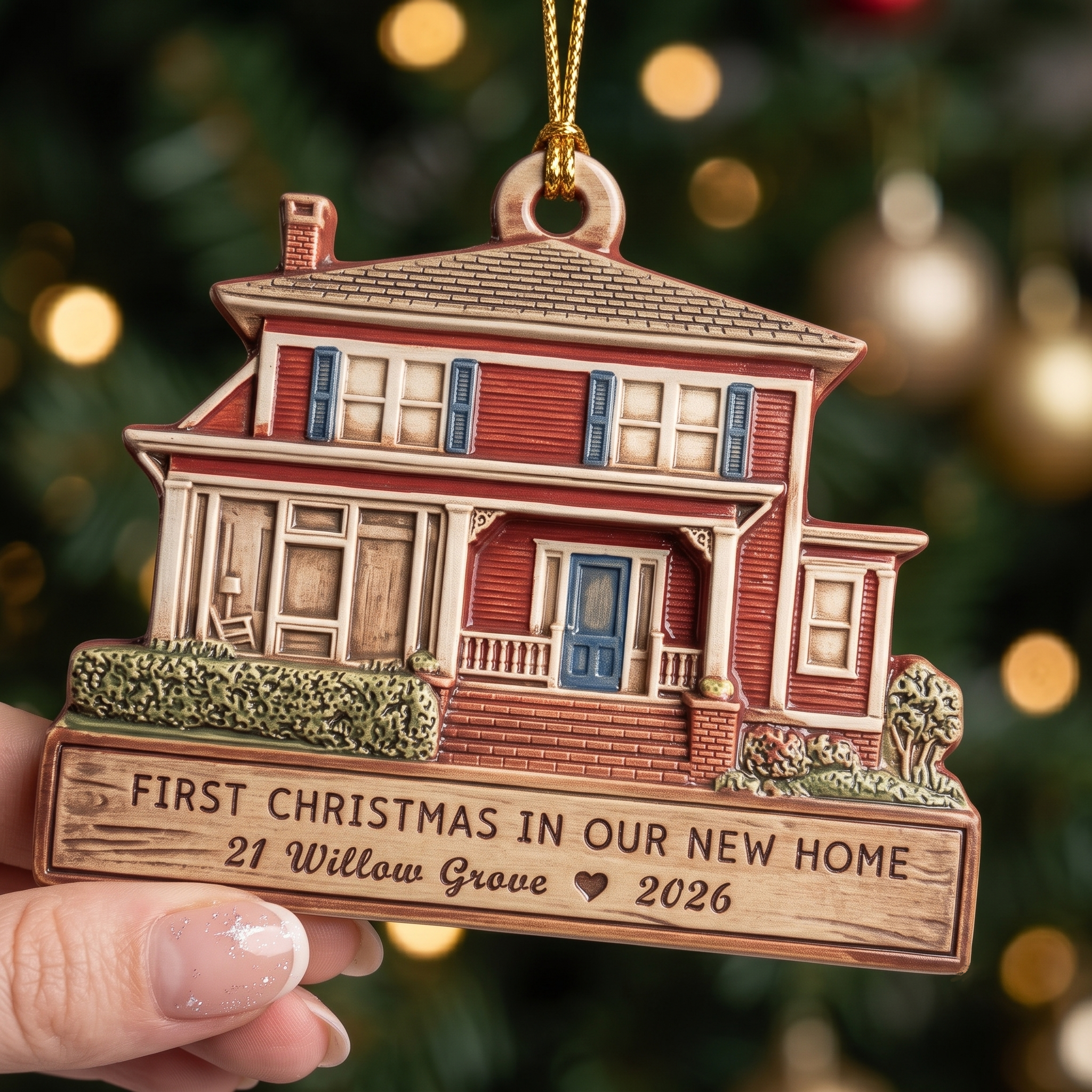 First Home Photo 3D Ornament with Address