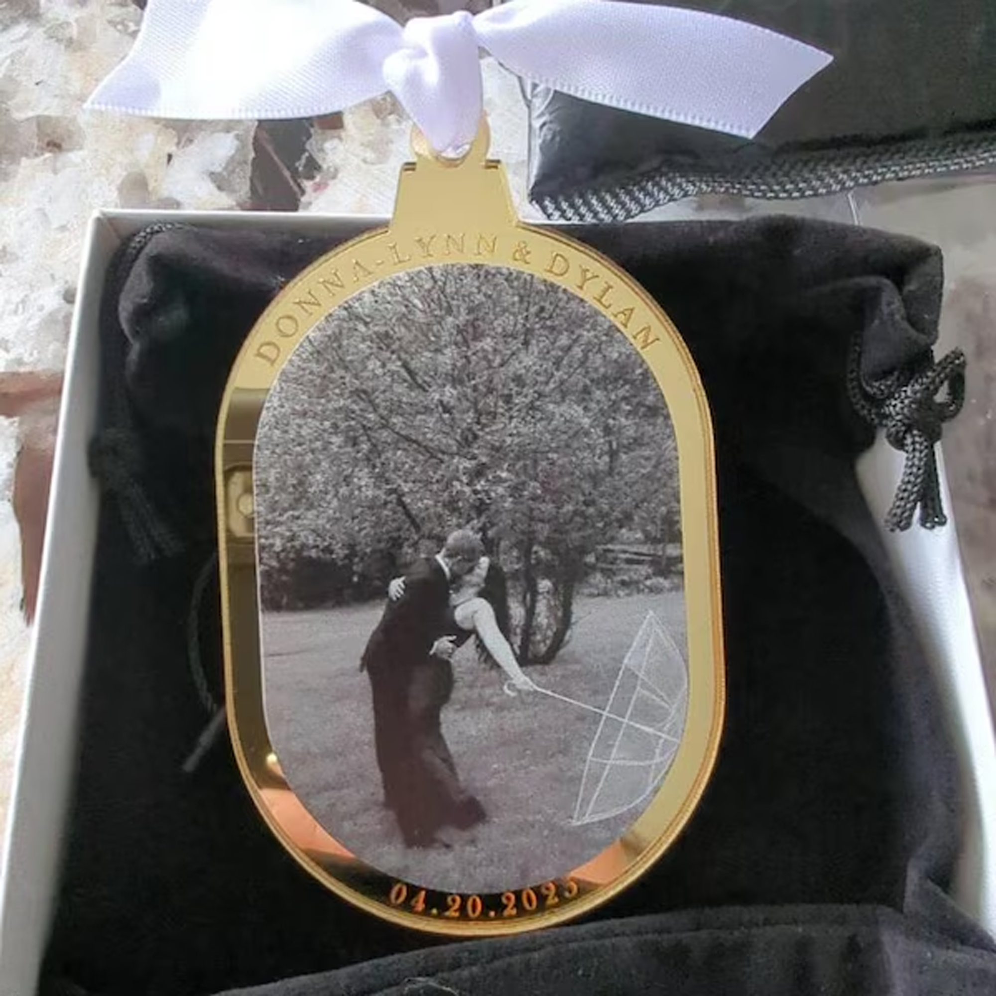 First Christmas Married Mirror Photo Ornament