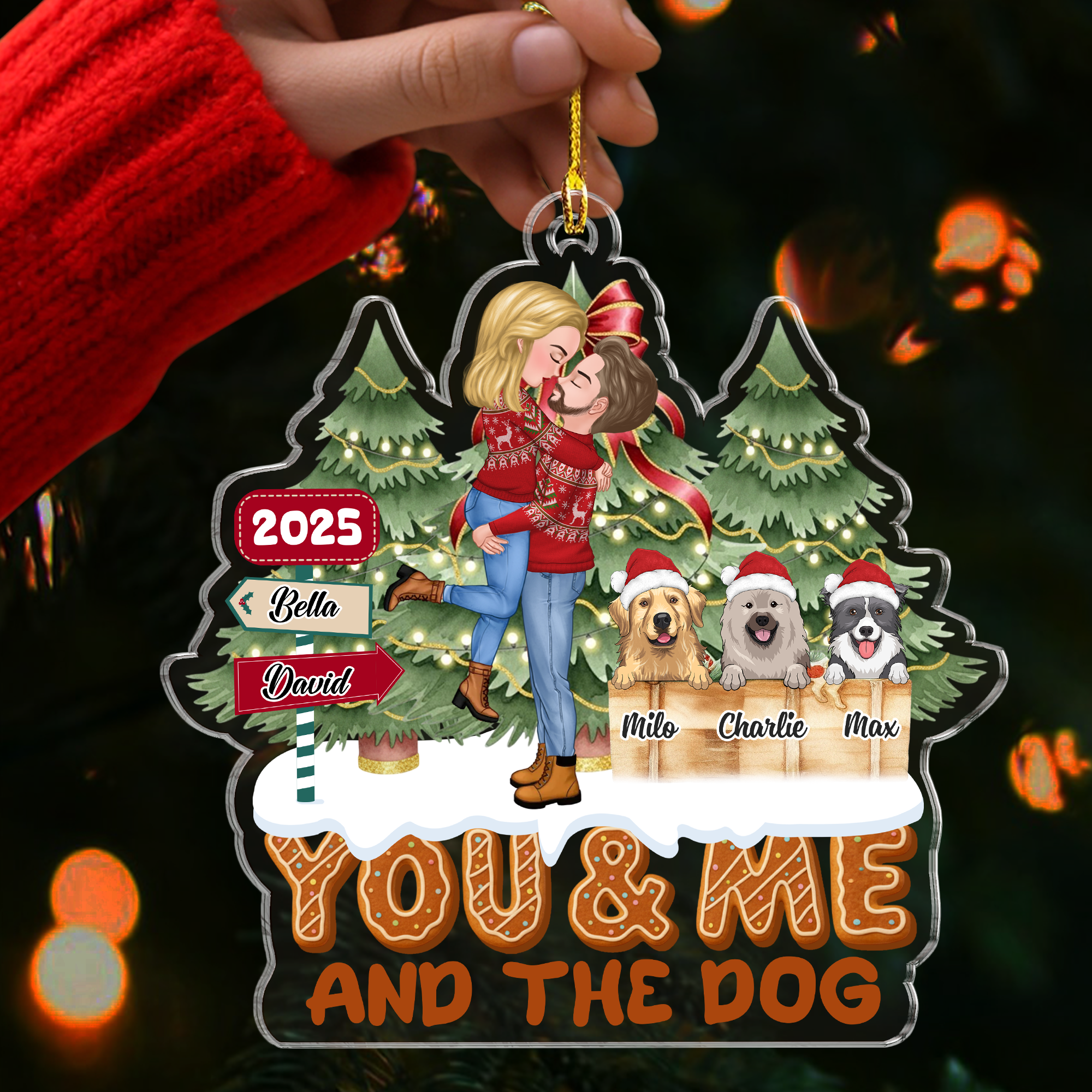 You and Me and the Dogs Couple Ornament