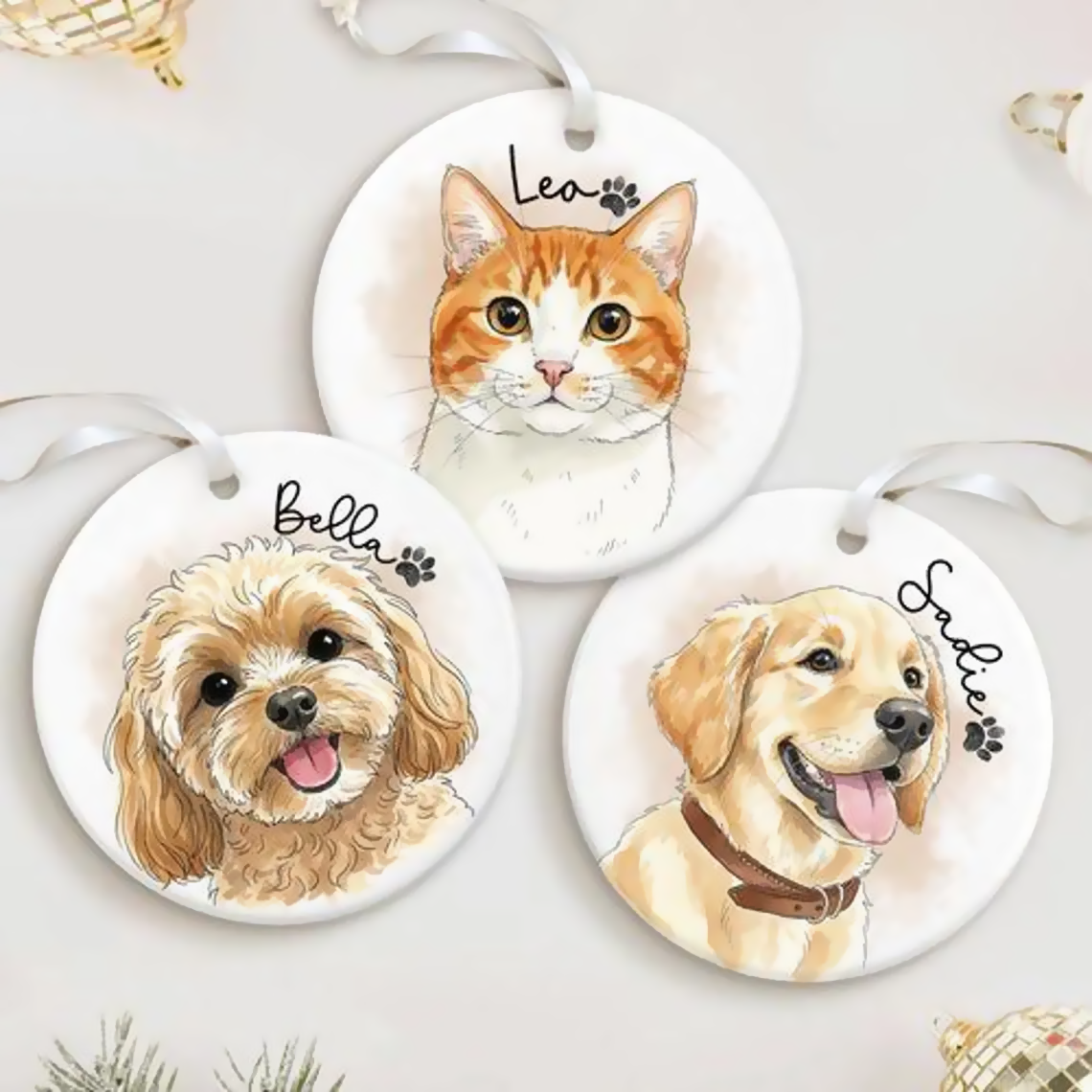 Gift Boxed Cat Portrait Ceramic Ornament