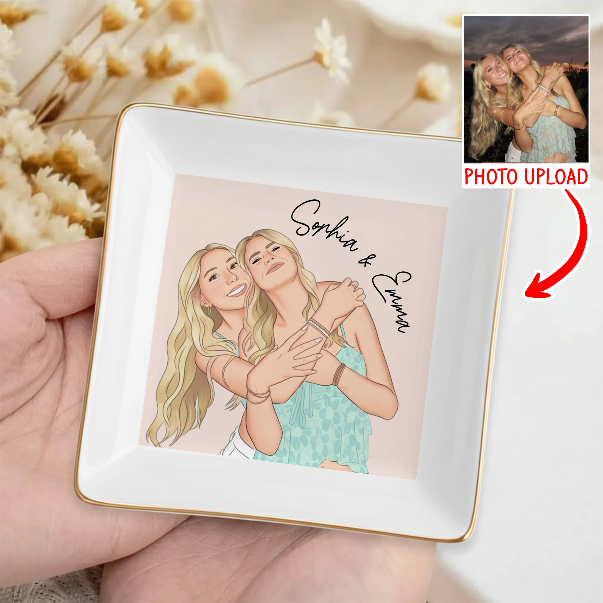 Portrait Painting Photo Trinket Tray