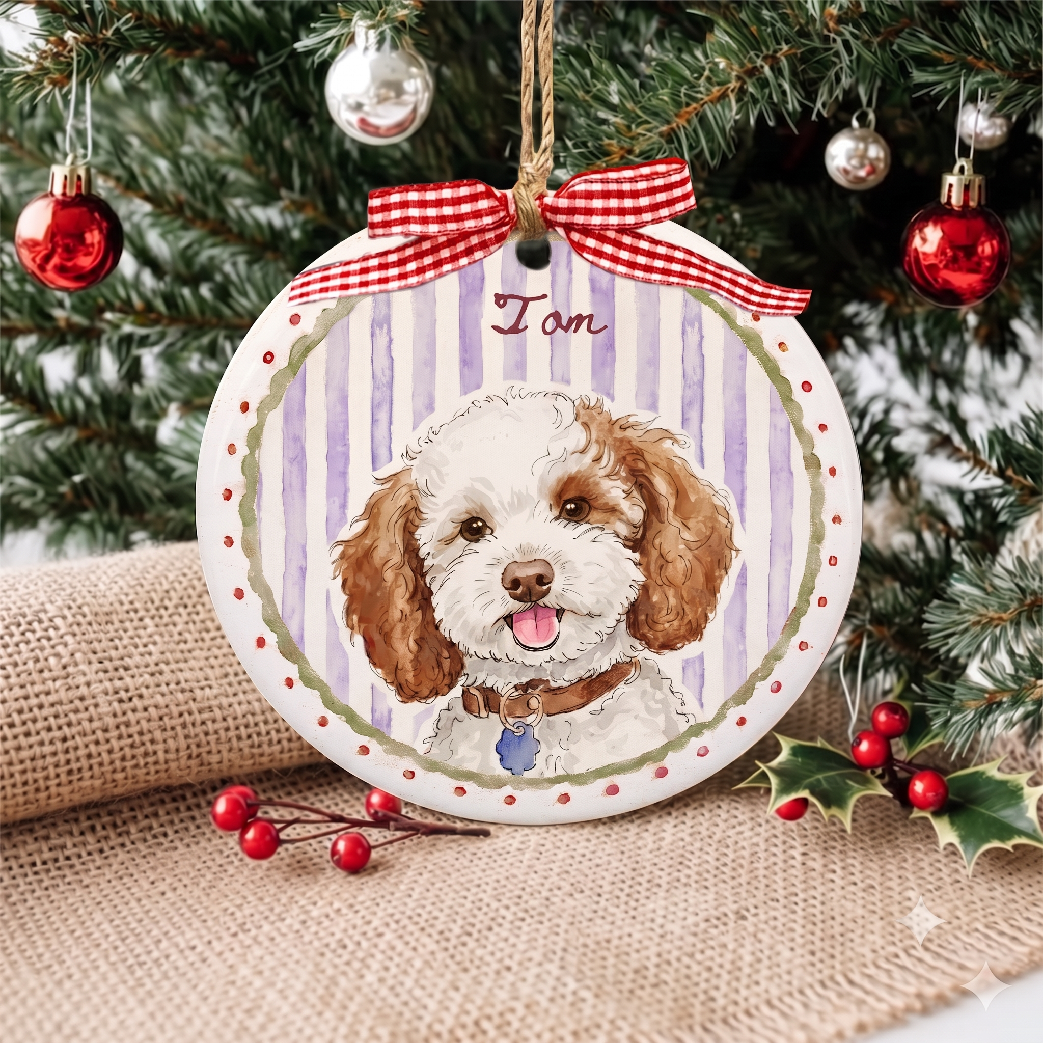Watercolor Pet Portrait Ornament